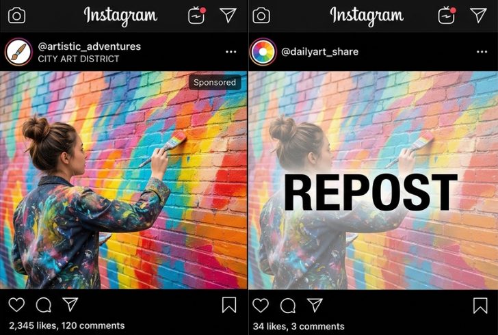 Original content versus repost comparison visual